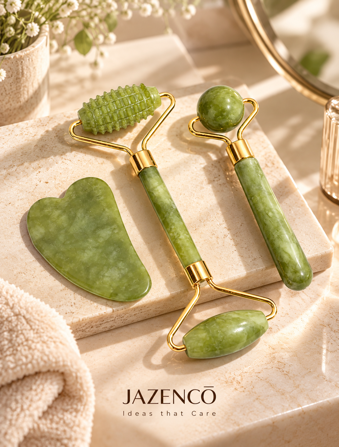 Set de Massage Visage en Jade 3-en-1