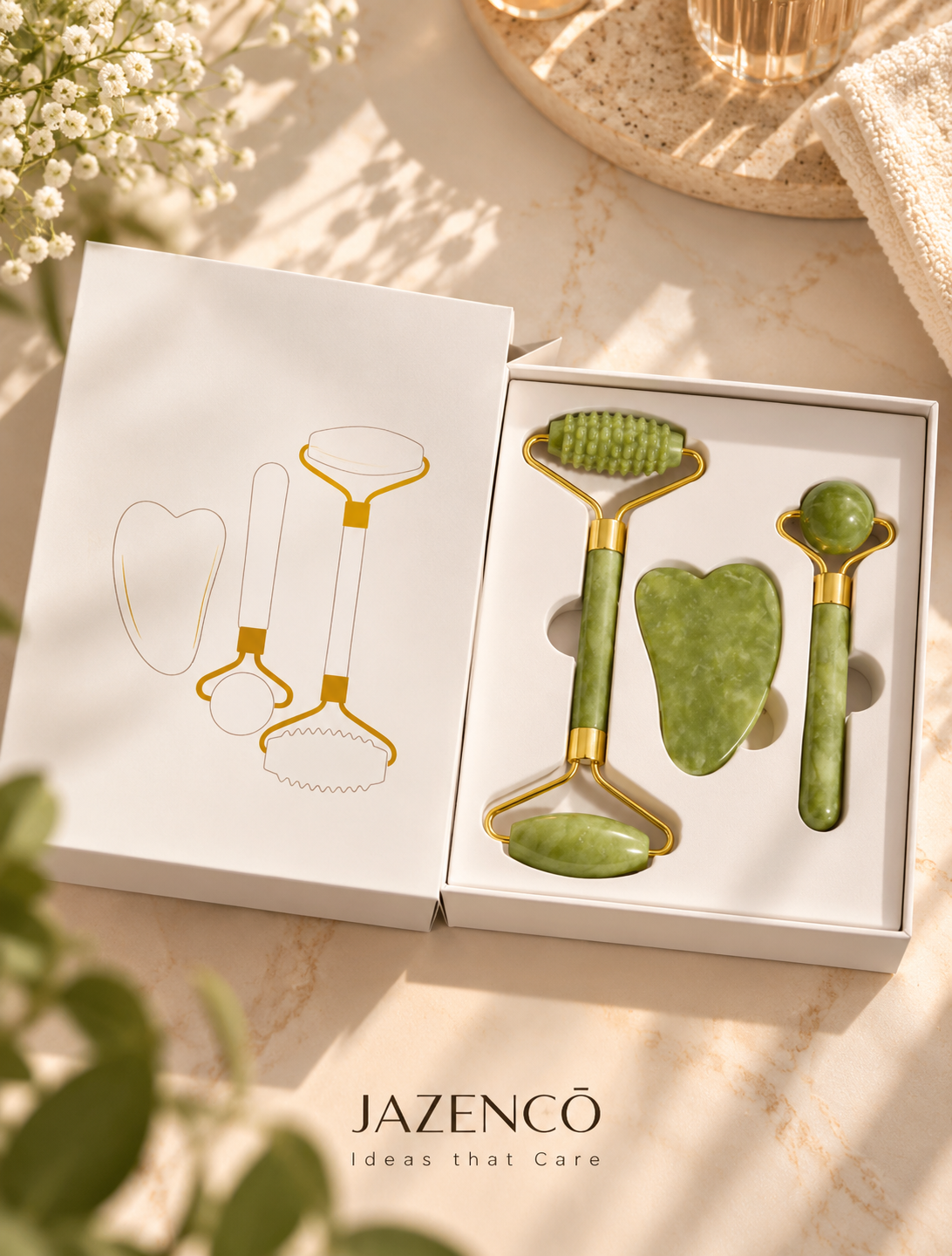Set de Massage Visage en Jade 3-en-1
